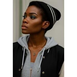 14K Yellow Gold Diamond Initial Necklace – Block Letter – 18 Inch Cable Chain